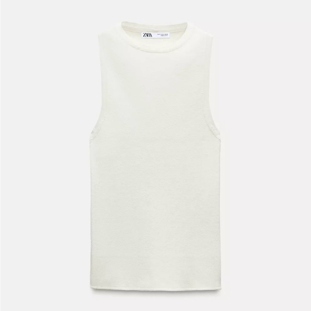 ZARA Cream Ivory Sleeveless Knit Tank size Large NWT